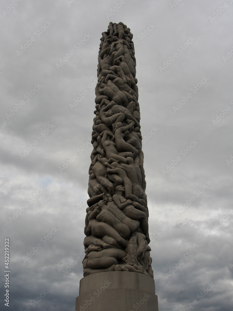 Oslo, Norway - 10.07.2021 - Monolith at Vigeland Park