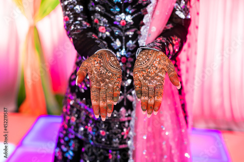 Indian bride's wedding henna mehendi mehndi hands close up © Stella Kou
