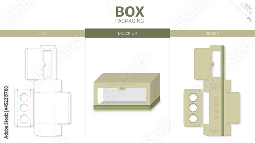 Box packaging and mockup die cut template photo