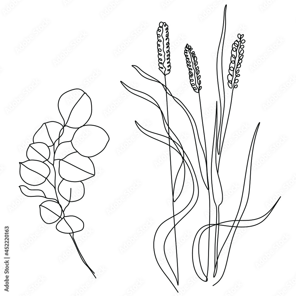 Abstract plant one line drawing. Hand drawn modern minimalistic design for creative logo, icon or emblem. Abstract plant one line drawing. Hand drawn modern minimalistic design for creative logo, icon or emblem.