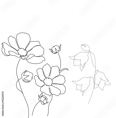 Abstract plant one line drawing. Hand drawn modern minimalistic design for creative logo, icon or emblem.