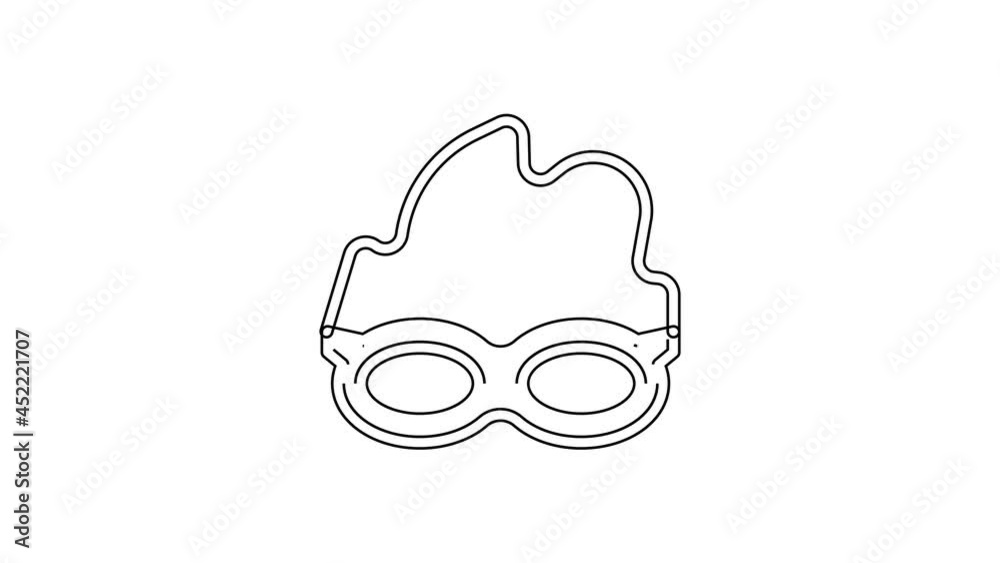 Black line Glasses for swimming icon isolated on white background. Swimming goggles. Diving underwater equipment. 4K Video motion graphic animation Black line Glasses for swimming icon isolated on white background. Swimming goggles. Diving underwater equipment. 4K Video motion graphic animation