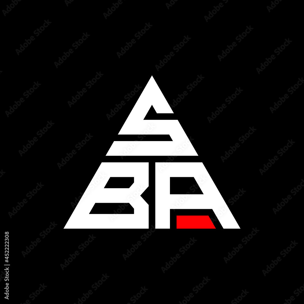SBA triangle letter logo design with triangle shape. SBA triangle logo design monogram. SBA triangle vector logo template with red color. SBA triangular logo Simple, Elegant, and Luxurious Logo. SBA 