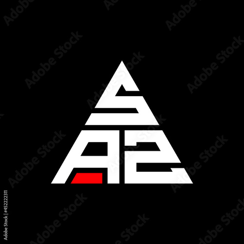 SAZ triangle letter logo design with triangle shape. SAZ triangle logo design monogram. SAZ triangle vector logo template with red color. SAZ triangular logo Simple, Elegant, and Luxurious Logo. SAZ 