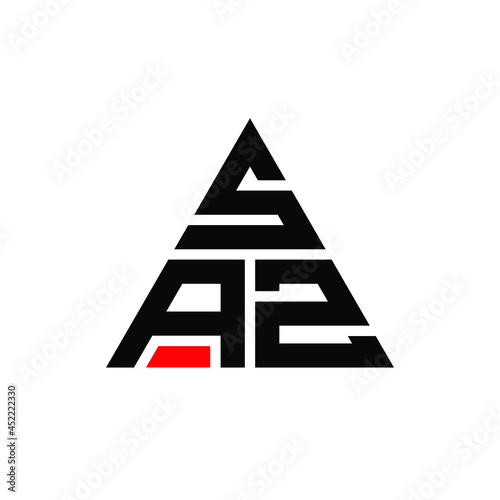 SAZ triangle letter logo design with triangle shape. SAZ triangle logo design monogram. SAZ triangle vector logo template with red color. SAZ triangular logo Simple, Elegant, and Luxurious Logo. SAZ 