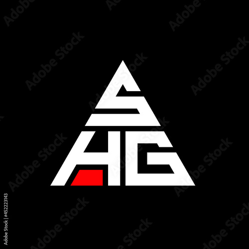 SHG triangle letter logo design with triangle shape. SHG triangle logo design monogram. SHG triangle vector logo template with red color. SHG triangular logo Simple, Elegant, and Luxurious Logo. SHG 