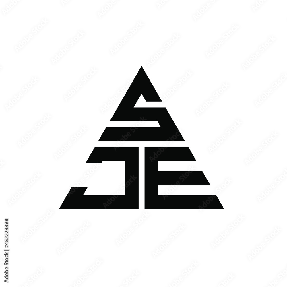 SJE triangle letter logo design with triangle shape. SJE triangle logo