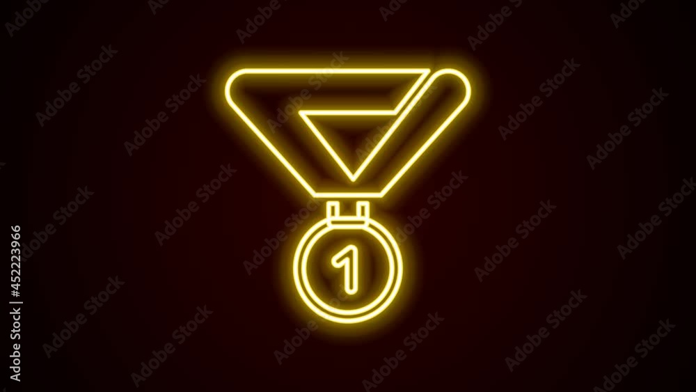 Glowing neon line Medal icon isolated on black background. Winner symbol. 4K Video motion graphic animation Glowing neon line Medal icon isolated on black background. Winner symbol. 4K Video motion graphic animation
