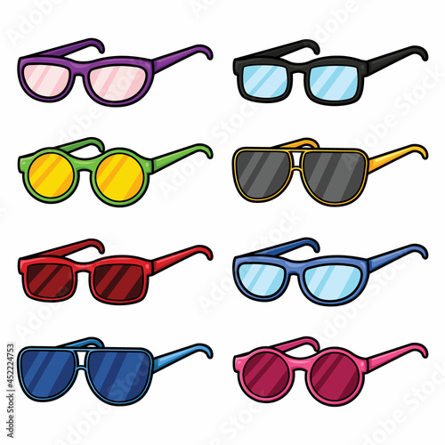 Set of color cartoon glasses
