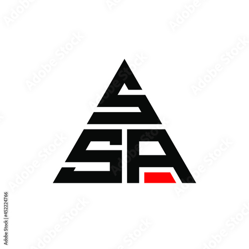 SSA triangle letter logo design with triangle shape. SSA triangle logo design monogram. SSA triangle vector logo template with red color. SSA triangular logo Simple, Elegant, and Luxurious Logo. SSA  photo