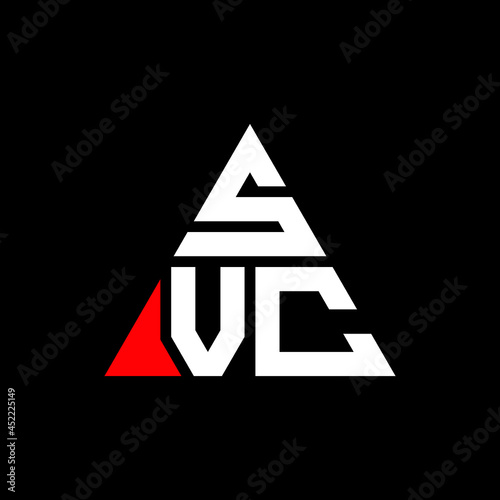 SVC triangle letter logo design with triangle shape. SVC triangle logo design monogram. SVC triangle vector logo template with red color. SVC triangular logo Simple, Elegant, and Luxurious Logo. SVC  photo