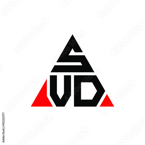 SVD triangle letter logo design with triangle shape. SVD triangle logo design monogram. SVD triangle vector logo template with red color. SVD triangular logo Simple, Elegant, and Luxurious Logo. SVD  photo