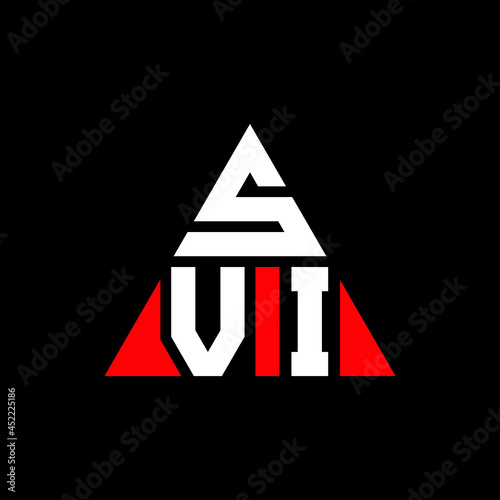 SVI triangle letter logo design with triangle shape. SVI triangle logo design monogram. SVI triangle vector logo template with red color. SVI triangular logo Simple, Elegant, and Luxurious Logo. SVI  photo