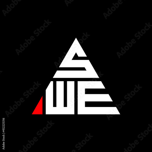 SWE triangle letter logo design with triangle shape. SWE triangle logo design monogram. SWE triangle vector logo template with red color. SWE triangular logo Simple, Elegant, and Luxurious Logo. SWE 