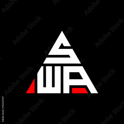 SWA triangle letter logo design with triangle shape. SWA triangle logo design monogram. SWA triangle vector logo template with red color. SWA triangular logo Simple, Elegant, and Luxurious Logo. SWA  photo
