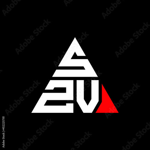 SZV triangle letter logo design with triangle shape. SZV triangle logo design monogram. SZV triangle vector logo template with red color. SZV triangular logo Simple, Elegant, and Luxurious Logo. SZV  photo