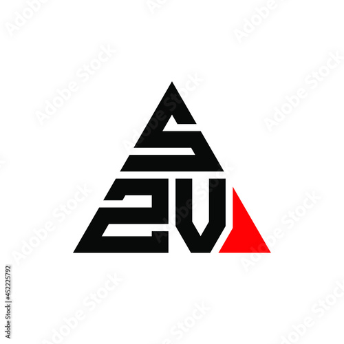 SZV triangle letter logo design with triangle shape. SZV triangle logo design monogram. SZV triangle vector logo template with red color. SZV triangular logo Simple, Elegant, and Luxurious Logo. SZV  photo