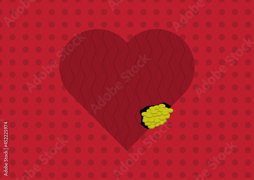 heartbroken and money on geometry abstract background