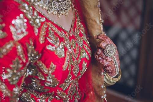 Indian bride's wearing her jewellery close up