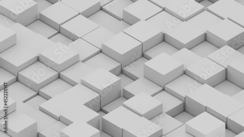 Many abstract isometric cubes  modern computer generated 3D rendering background