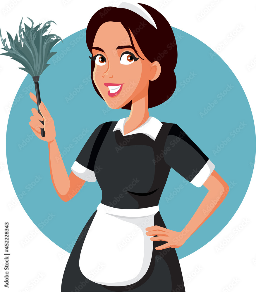 Hotel Maid with Feather Duster Vector Cartoon Illustration Stock Vector ...