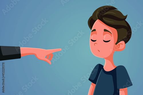 Finger Pointing at Young Teen Boy Vector Illustration