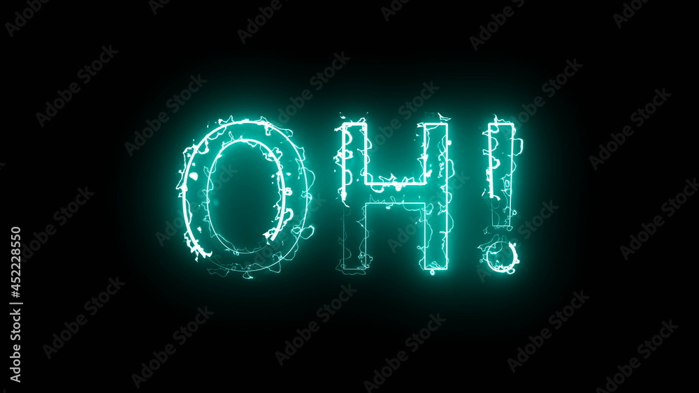 Burning letters of OH text, 3d rendering background, computer generating for creative Burning letters of OH text, 3d rendering background, computer generating for creative