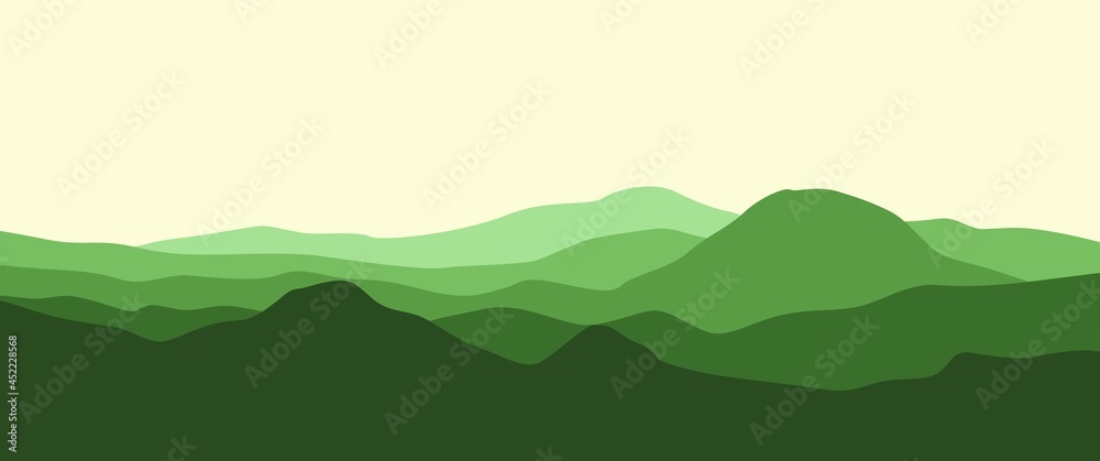 Mountain layers landscape vector illustration used for background, backdrop, desktop background, ads banner, travel banner, nature or adventure banner.
