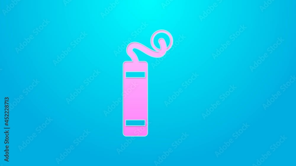 Pink line Detonate dynamite bomb stick icon isolated on blue background. Time bomb - explosion danger concept. 4K Video motion graphic animation Pink line Detonate dynamite bomb stick icon isolated on blue background. Time bomb - explosion danger concept. 4K Video motion graphic animation