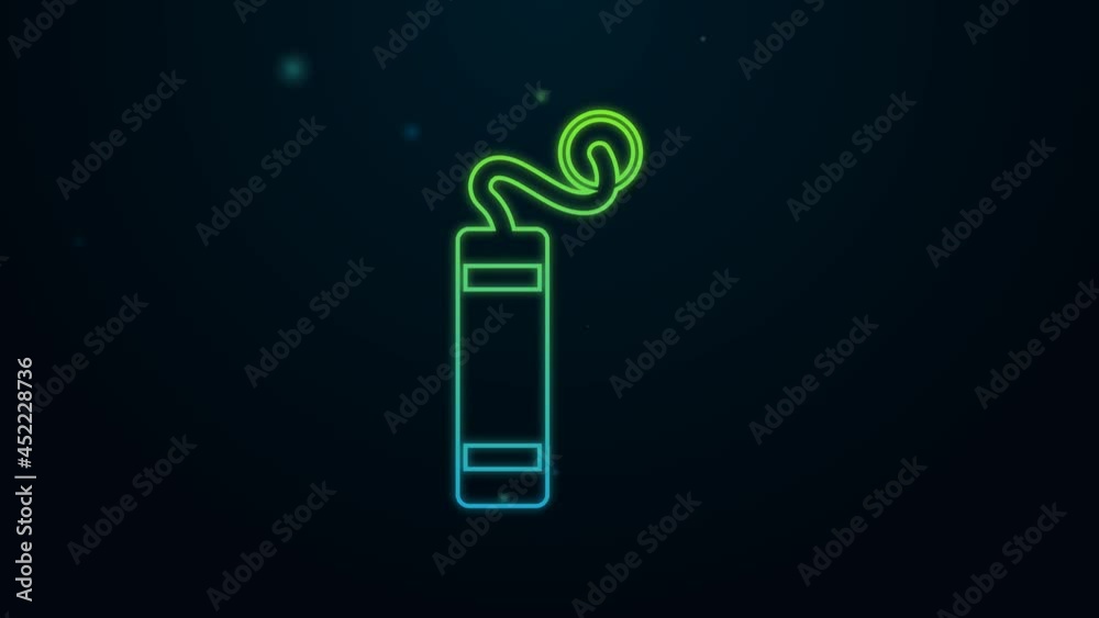 Glowing neon line Detonate dynamite bomb stick icon isolated on black background. Time bomb - explosion danger concept. 4K Video motion graphic animation Glowing neon line Detonate dynamite bomb stick icon isolated on black background. Time bomb - explosion danger concept. 4K Video motion graphic animation