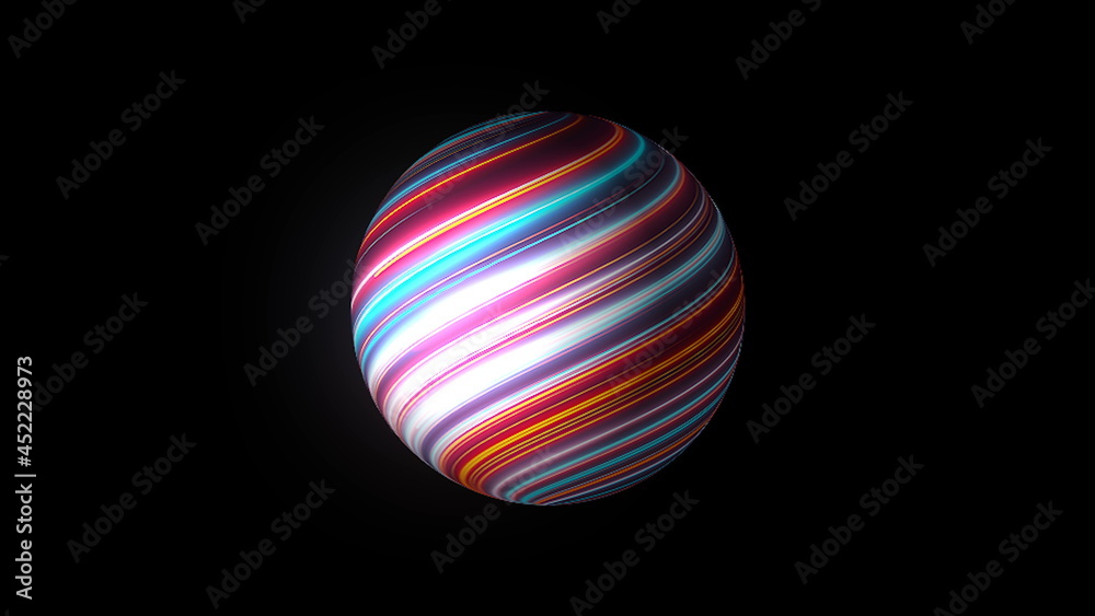 Sphere with surface with neon effect are in space , modern abstract 3d rendering backdrop Sphere with surface with neon effect are in space , modern abstract 3d rendering backdrop