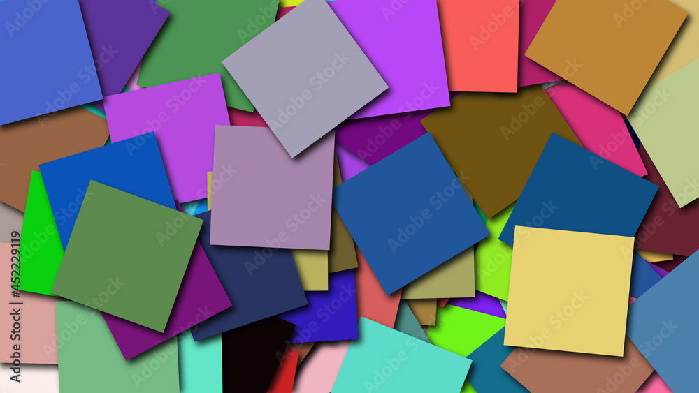 Many coloured square shapes are on surface, 3d rendering computer generated background Many coloured square shapes are on surface, 3d rendering computer generated background