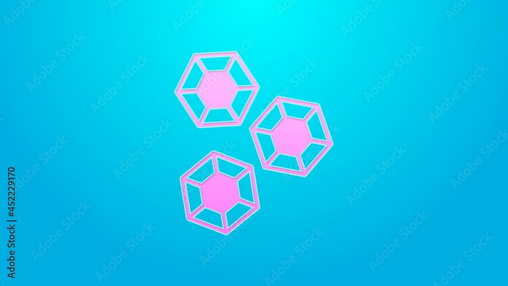 Pink line Gem stone icon isolated on blue background. Jewelry symbol. Diamond. 4K Video motion graphic animation Pink line Gem stone icon isolated on blue background. Jewelry symbol. Diamond. 4K Video motion graphic animation