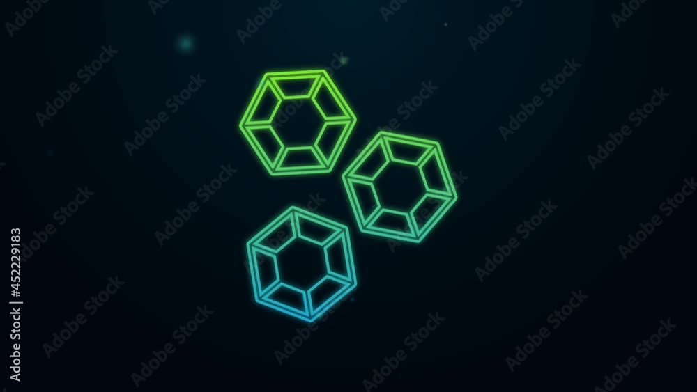 Glowing neon line Gem stone icon isolated on black background. Jewelry symbol. Diamond. 4K Video motion graphic animation Glowing neon line Gem stone icon isolated on black background. Jewelry symbol. Diamond. 4K Video motion graphic animation