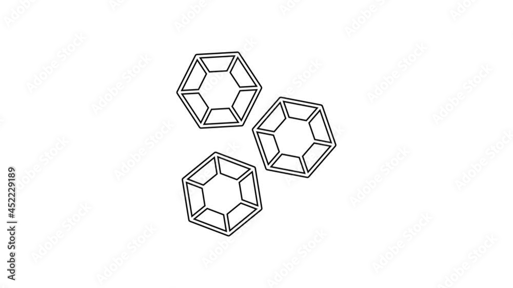 Black line Gem stone icon isolated on white background. Jewelry symbol. Diamond. 4K Video motion graphic animation Black line Gem stone icon isolated on white background. Jewelry symbol. Diamond. 4K Video motion graphic animation