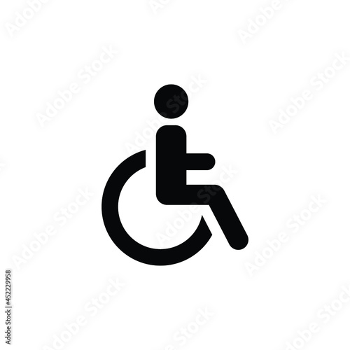 Disable, handicap glyph icon. Simple solid style. Symbol, chair, parking, wheel, access, person, pictogram, reserved, transport concept. Vector illustration isolated on white background. EPS 10