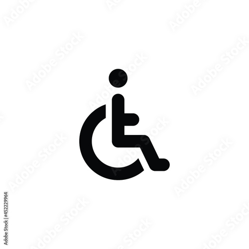 Disable, handicap glyph icon. Simple solid style. Symbol, chair, parking, wheel, access, person, pictogram, reserved, transport concept. Vector illustration isolated on white background. EPS 10