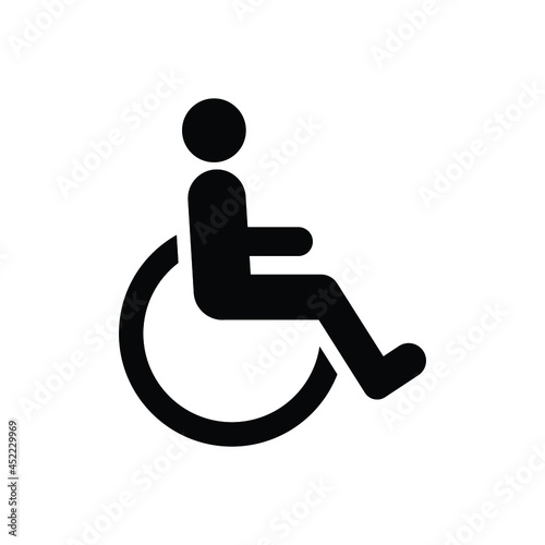 Disable, handicap glyph icon. Simple solid style. Symbol, chair, parking, wheel, access, person, pictogram, reserved, transport concept. Vector illustration isolated on white background. EPS 10
