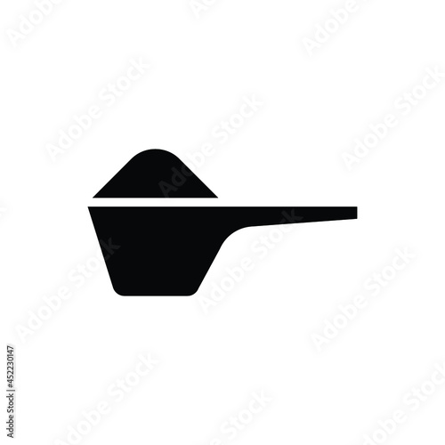 Scoop glyph icon. Simple solid style. powder, spoon, detergent, cup, laundry, cartoon, pile concept. Sign symbol design. Vector illustration isolated on white background. EPS 10