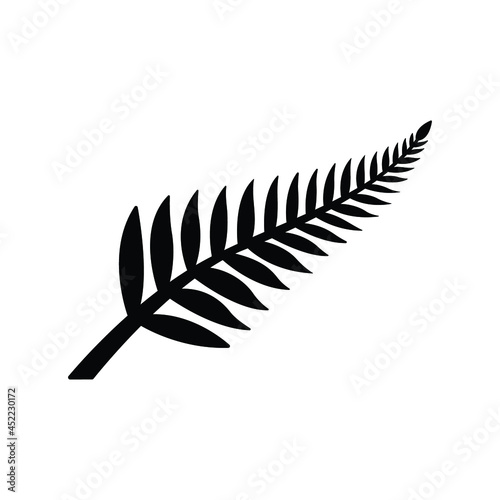 Fern glyph icon. Simple solid style. Leaf, logo, nz, kiwi, maori, silhouette, bird, sign, new zealand symbol concept design. Vector illustration isolated on white background. EPS 10 photo