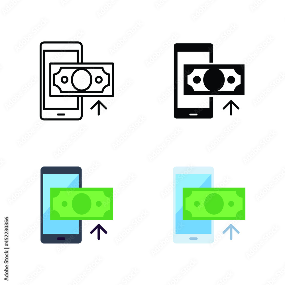 Top up payment icon. Simple color, flat, solid, outline style. Mobile, card, phone, prepaid, credit, business concept. Sign symbol design. Vector illustration isolated on white background. EPS 10 Top up payment icon. Simple color, flat, solid, outline style. Mobile, card, phone, prepaid, credit, business concept. Sign symbol design. Vector illustration isolated on white background. EPS 10