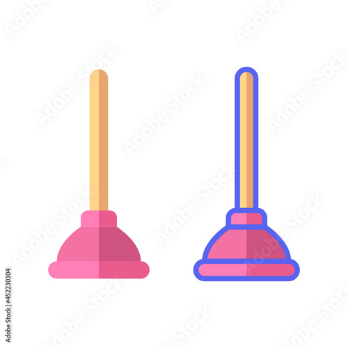 Plunger icon. Simple color, flat, filled outline style. Sink, toilet, pump, plumber, suction, unclog, bathroom concept. Sign symbol design. Vector illustration isolated on white background. EPS 10