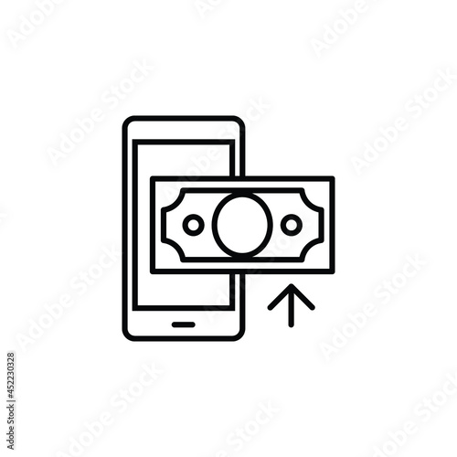 Top up payment line icon. Simple outline style. Mobile, card, phone, prepaid, credit, business concept. Sign symbol design. Vector illustration isolated on white background. EPS 10
