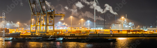 Hamburg Harbor by Night Panorama