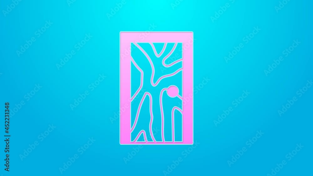 Pink line Closed door icon isolated on blue background. 4K Video motion graphic animation Pink line Closed door icon isolated on blue background. 4K Video motion graphic animation