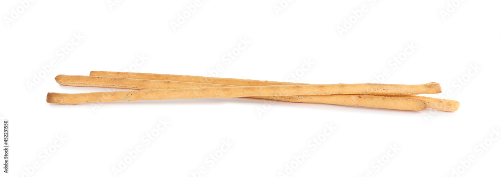 Fresh delicious grissini sticks on white background Fresh delicious grissini sticks on white background