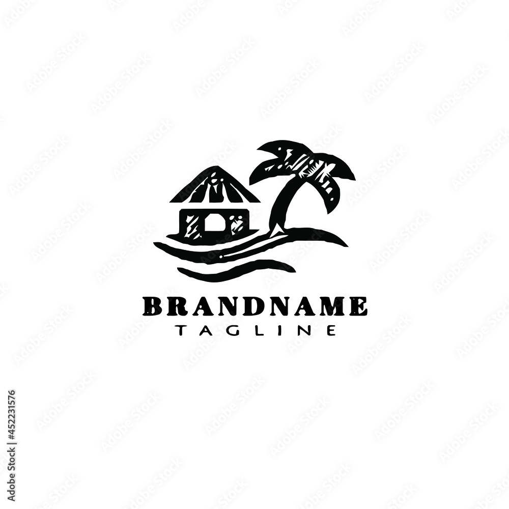 palm tree and house logo icon design template vector