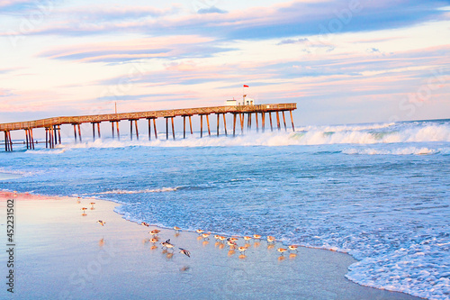 Windy, colorful morning at the Ocean City, New Jersey fishing pier.