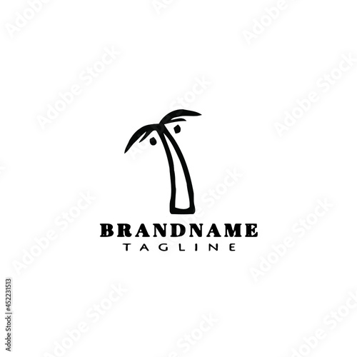 cute palm tree cartoon logo icon design template vector illustration