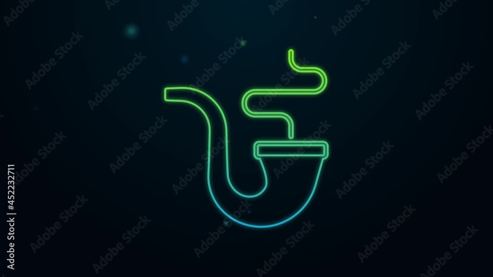 Glowing neon line Smoking pipe with smoke icon isolated on black background. Tobacco pipe. 4K Video motion graphic animation Glowing neon line Smoking pipe with smoke icon isolated on black background. Tobacco pipe. 4K Video motion graphic animation